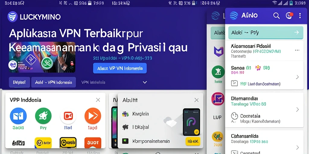 Antarmuka utama LUCKYMINO yang menampilkan fitur VPN mudah digunakan.