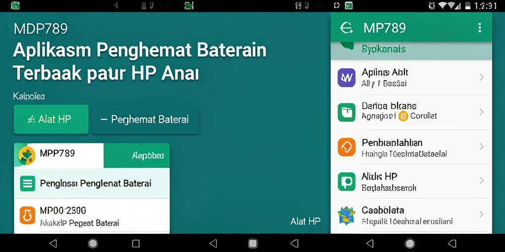 Screenshot antarmuka aplikasi MVP789 untuk penghemat baterai.