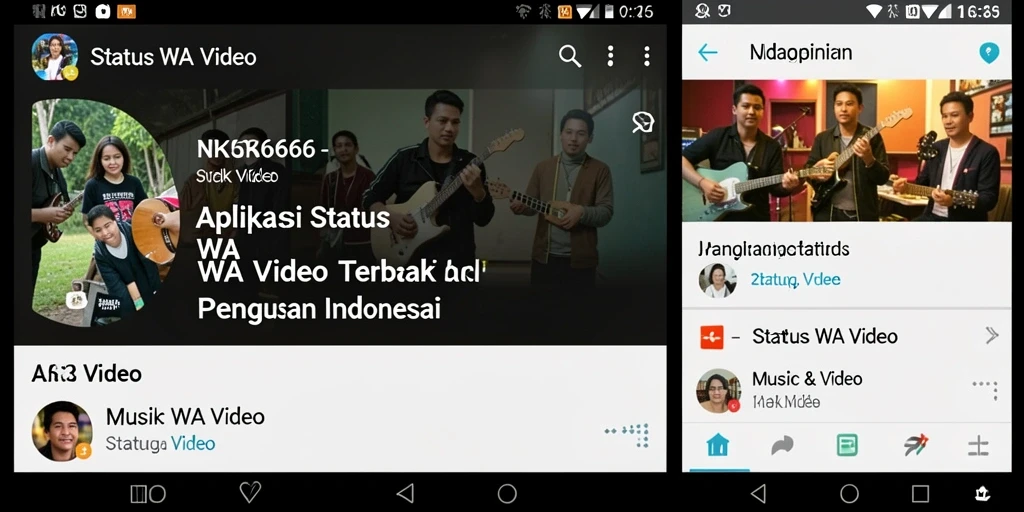 Antarmuka NK666 menampilkan berbagai pilihan video untuk status WA.